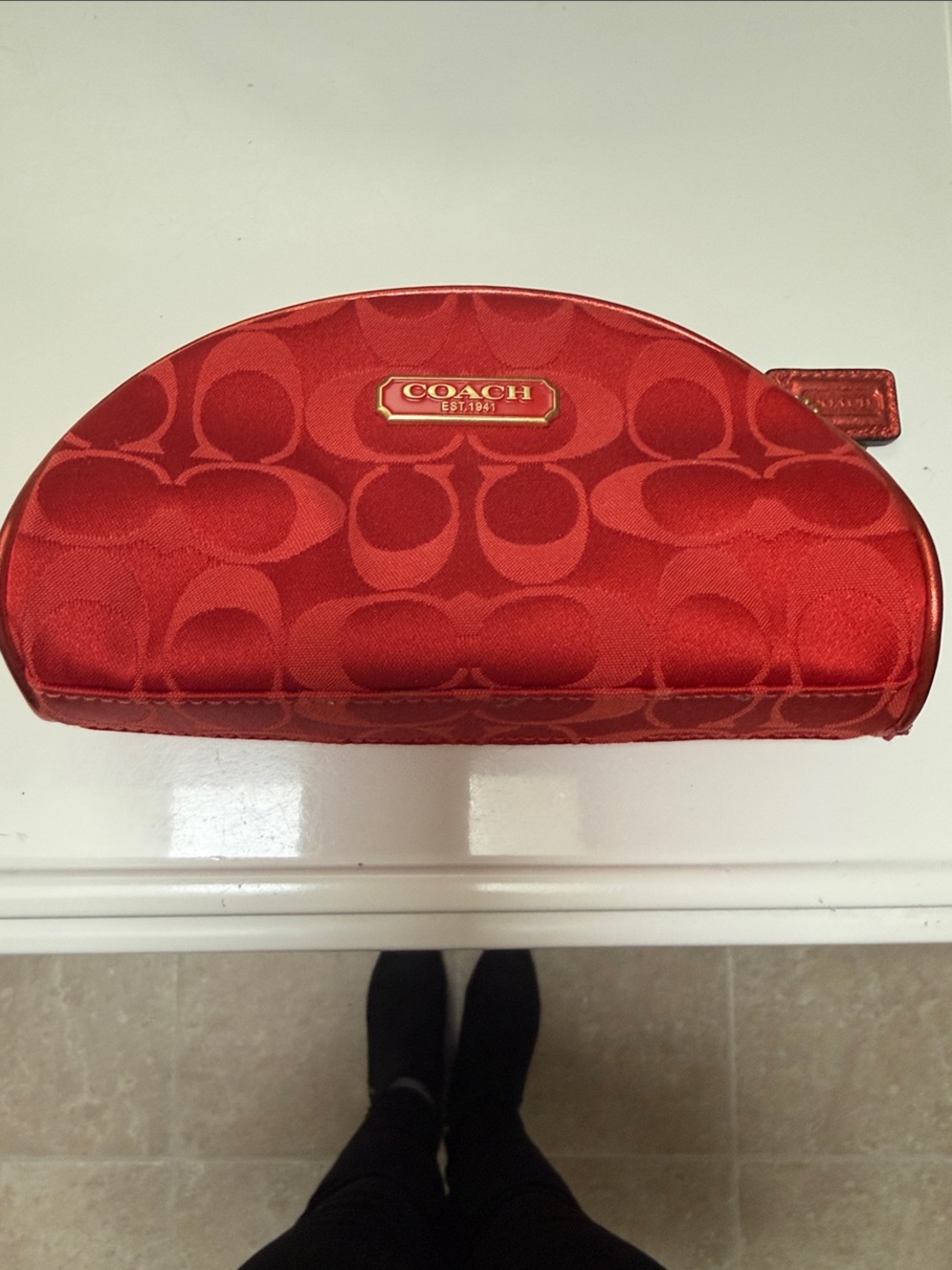 Coach Red Signature Dome Cosmetic Pouch
